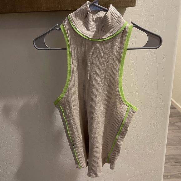 We The Free, turtle neck tank top. Size XS, tan with neon green detail, NWT• - Picture 8 of 15